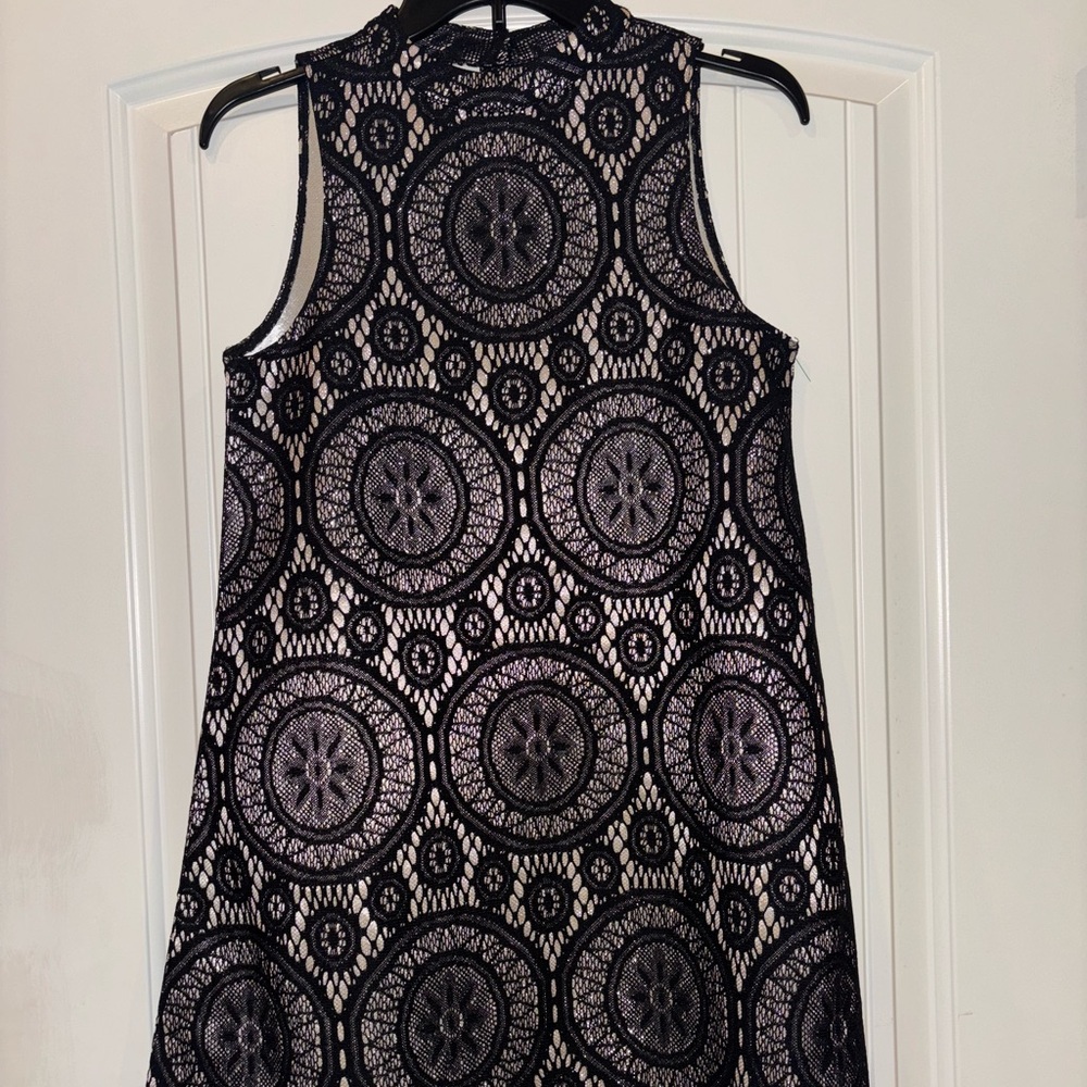 Love Fire Dress Women M Medium Black Geometric Shift Short Sleeveless Lined